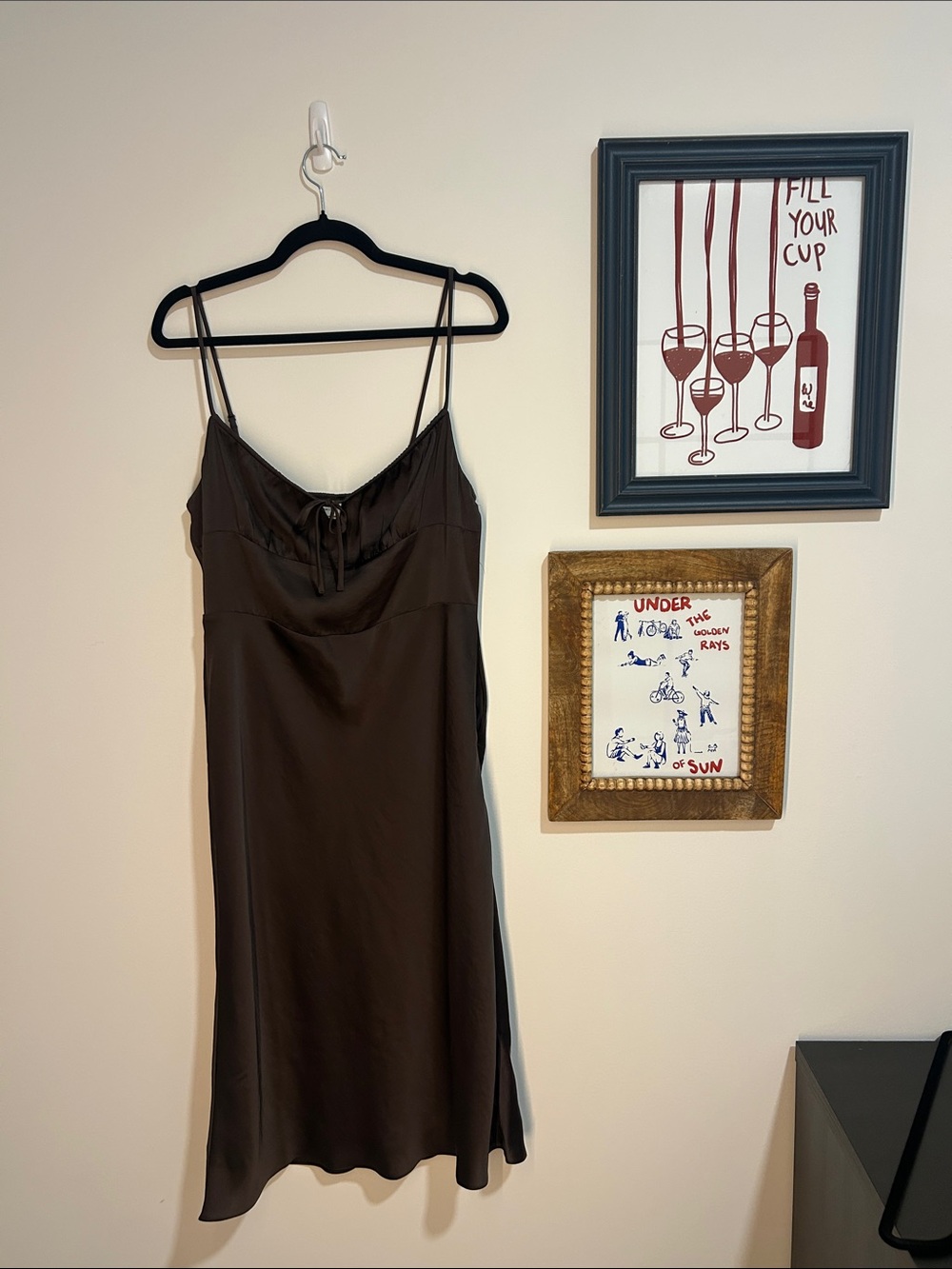 Aritzia Wilfred Satin Bellow Midi Dress - Rich Mocha Brown BNWOT